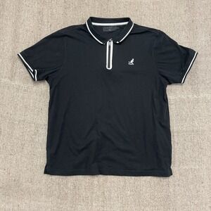 vintage Kangol polo shirt mens large black 2000s y2k 1/4 zip